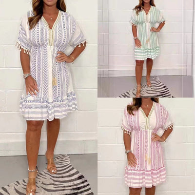 Indira™ - Vintage Bohemian Ethnic Print Dress