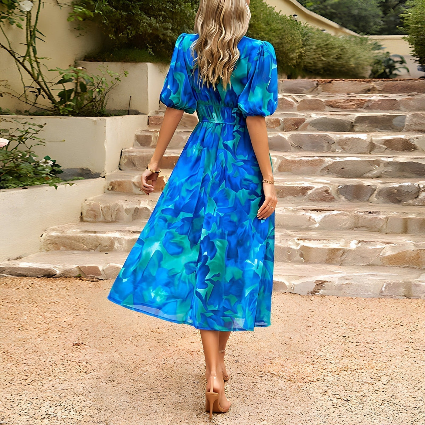 Claudia™ Chic V-Neck Midi Dress