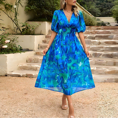 Claudia™ Chic V-Neck Midi Dress