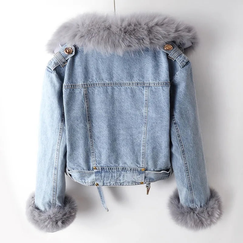 Cheryl™ Chic Faux Fur Denim Jacket