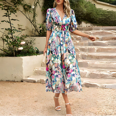 Claudia™ Chic V-Neck Midi Dress