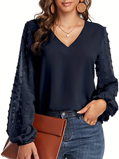 Mode North | Swiss Dot V-Neck Shirt