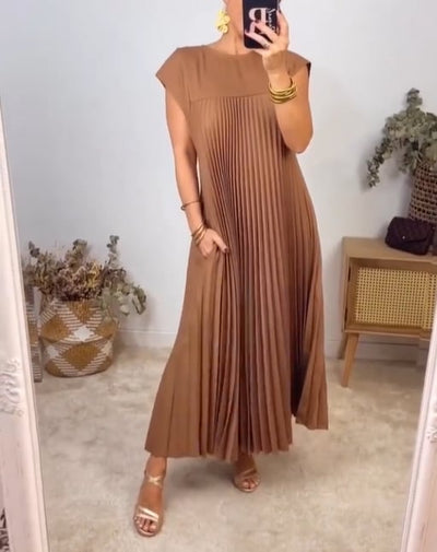 Sabrine™ - Women's Pleated Dress with Color Details