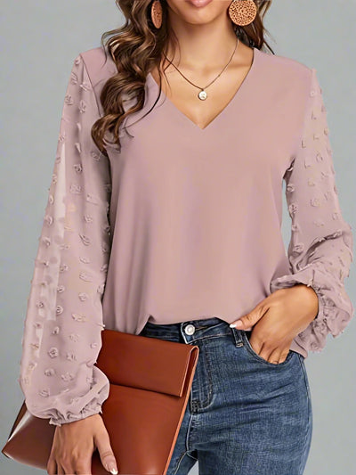 Mode North | Swiss Dot V-Neck Shirt