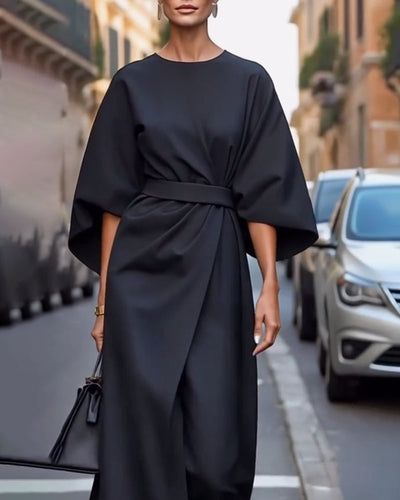 Celestine™ | Elegant Dress with Lantern Sleeves and Belt