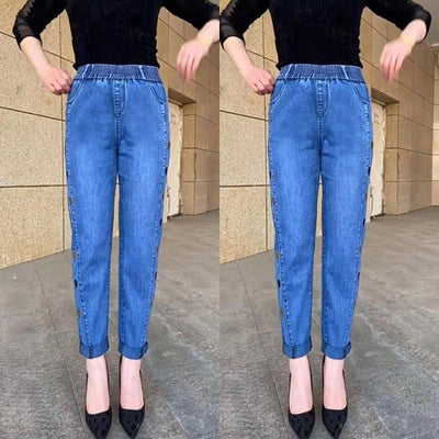 Chloé™ -  Women's Highly Elastic Jeans with Heart Motif Embroidery