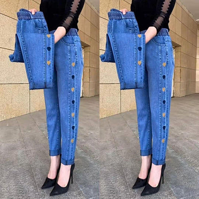 Chloé™ -  Women's Highly Elastic Jeans with Heart Motif Embroidery