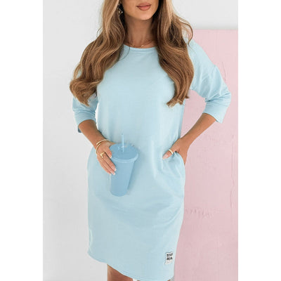 Elvire™ - Round Neck 3/4 Sleeve Dress with Pockets